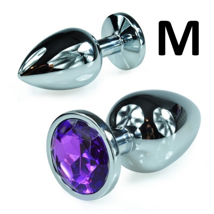 STALOWY KOREK ANALNY Z KRYSZTAŁEM ROZMIAR M