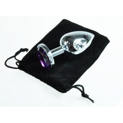 STALOWY KOREK ANALNY Z KRYSZTAŁEM ROZMIAR M