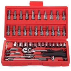 Klucze Nasadowe 46-elementowy Zestaw w Praktycznym Etui Grzechotka