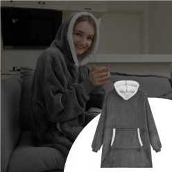 Ciepła Bluza Koc Oversize 2w1 - Gruby Szlafrok