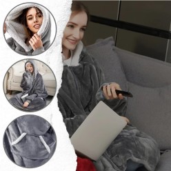 Ciepła Bluza Koc Oversize 2w1 - Gruby Szlafrok