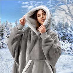 Ciepła Bluza Koc Oversize 2w1 - Gruby Szlafrok