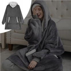 Ciepła Bluza Koc Oversize 2w1 - Gruby Szlafrok