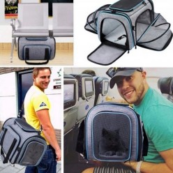 Duża Torba Transportowa Dla Zwierząt z Rozszerzanymi Bokami i Wentylacją