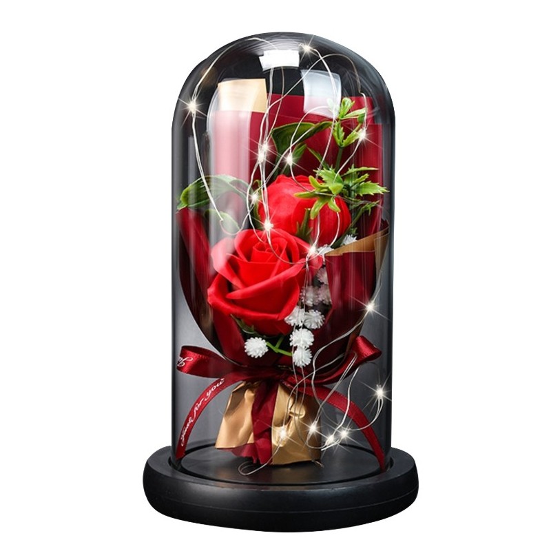 Wieczna Róża Bukiet Walentynkowy Stroik Świecąca LED 3xAAA/USB