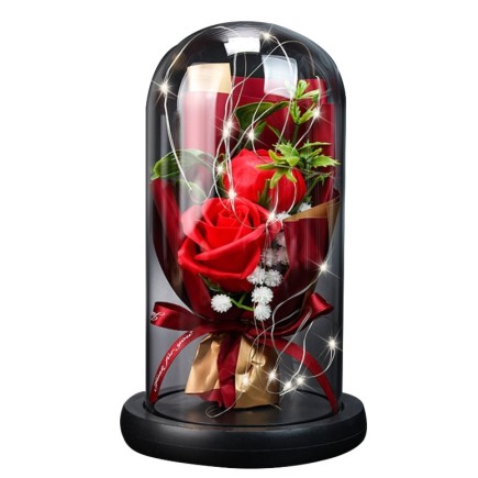 Wieczna Róża Bukiet Walentynkowy Stroik Świecąca LED 3xAAA/USB