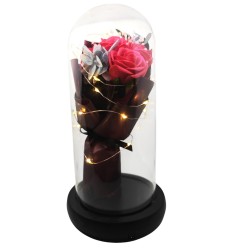 Wieczna Róża Bukiet Walentynkowy Stroik Świecąca LED 3xAAA/USB