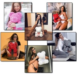 Miś Na Walentynki Na Dzień Mamy Płatki Róż 25cm z Opakowaniem Prezent