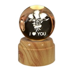 Szklana Kula LED Na Walentynki Róża z Napisem "I Love You"