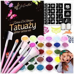 Zestaw Tatuaży Na Karnawał z Szablonami i Brokatami - XL Prezent Dla Dzieci