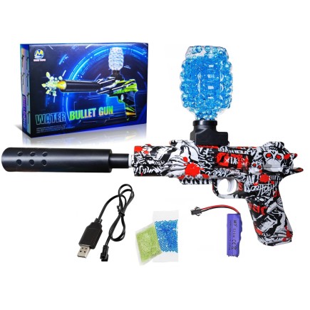 Pistolet z Tłumikiem Na Żelowe Kulki Elektroniczny Świecący Przy Wystrzale 1200 kulek