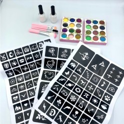 Zestaw Tatuaży Na Karnawał z Szablonami i Brokatami - XL Prezent Dla Dzieci