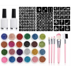 Zestaw Tatuaży Na Karnawał z Szablonami i Brokatami - XL Prezent Dla Dzieci