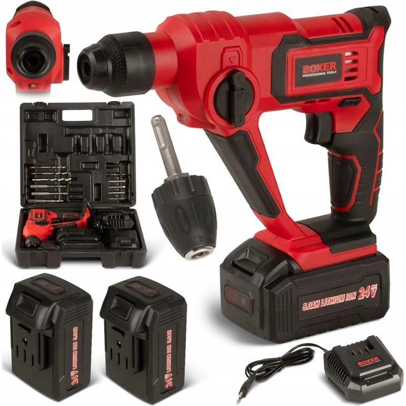 Młotowiertarka SDS Akumulatorowa 2x 24V Boxer SR-150 Zestaw z Wiertłami