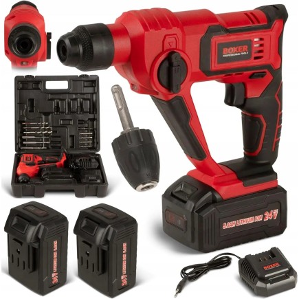 Młotowiertarka SDS Akumulatorowa 2x 24V Boxer SR-150 Zestaw z Wiertłami