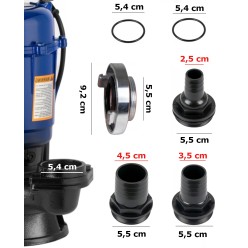 Pompa Szamba Do Brudnej Wody z Pływakiem Zestaw z Wężem 20 metrów i 4 końcówki 3265 Wat