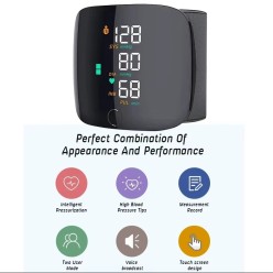 Nadgarstkowy Ciśnieniomierz Bezprzewodowy Duże Cyfry LCD USB