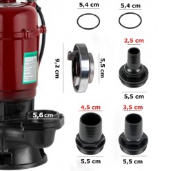 Pompa Szamba Do Brudnej Wody z Pływakiem Zestaw z Wężem 20 metrów i 4 końcówki 3750 Wat