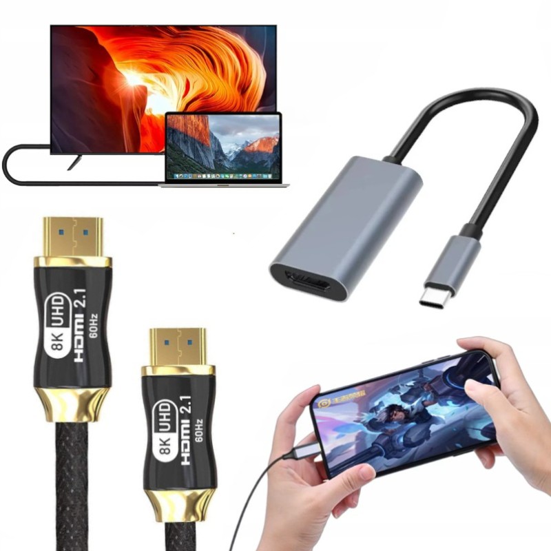 Zestaw Adapter HDMI USB-C z + Przewód HDMI 3metry