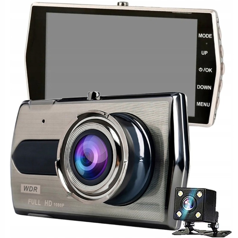 Samochodowy Rejestrator Jazdy Dwie Kamery Czujnik Ruchu Kamera Cofania