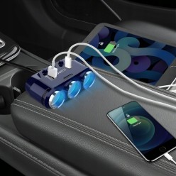 Samochodowa Ładowarka Do Telefonu z Rozdzielaczem i Woltomierzem 12/24V