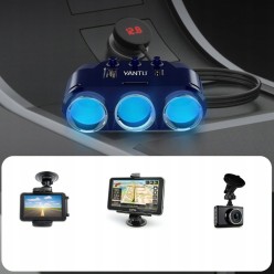 Samochodowa Ładowarka Do Telefonu z Rozdzielaczem i Woltomierzem 12/24V