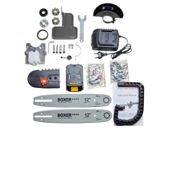 2w1 Akumulatorowa Piła Łańcuchowa 12" oraz Szlifierka Kątowa Bezprzewodowa 24V