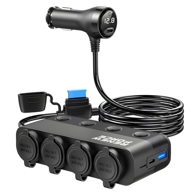 Rozdzielasz Samochodowy 12/24V Ładowarka 3xUSB Gniazdo Zapalniczki