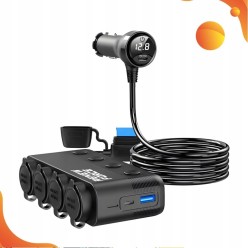Rozdzielasz Samochodowy 12/24V Ładowarka 3xUSB Gniazdo Zapalniczki