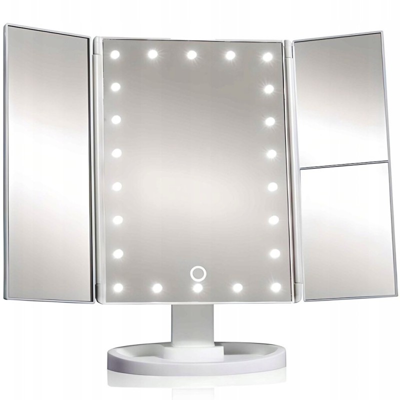 Kosmetyczne Lusterko z Powiększeniem 2x / 3x Składane Białe