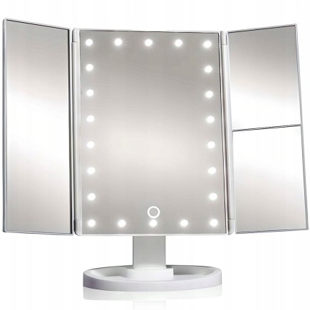 Kosmetyczne Lusterko z Powiększeniem 2x / 3x Składane Białe