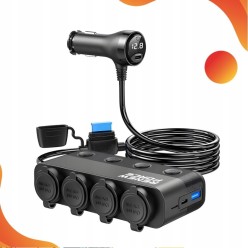 Rozdzielasz Samochodowy 12/24V Ładowarka 3xUSB Gniazdo Zapalniczki