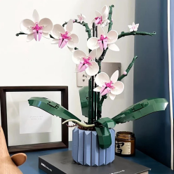 Klocki Konstrukcyjne Orchidea Bukiet Kwiatów w Doniczce 608 elementów