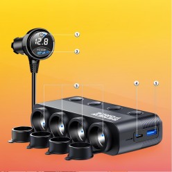 Rozdzielasz Samochodowy 12/24V Ładowarka 3xUSB Gniazdo Zapalniczki