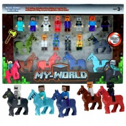 Zestaw Mini Figurki i Konie Do Minecraf 12 Postaci 6 Koni
