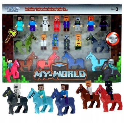 Zestaw Mini Figurki i Konie Do Minecraf 12 Postaci 6 Koni