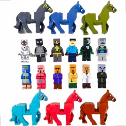 Zestaw Mini Figurki i Konie Do Minecraf 12 Postaci 6 Koni