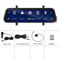 Lusterko Wsteczne Rejestrator Samochodowy 2x Kamera Carplay AndroidAuto