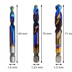 Zestaw 18 Wierteł Gwintujących M3,M4,M5,M6,M8,M10 Różne Długości