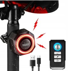 4w1 Inteligentna Lampka Rowerowa Dzwonek Rowerowy z Alarmem Antykradzieżowym
