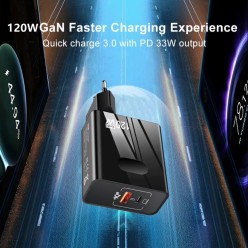 Zestaw Czarna Ładowarka do Telefonów Xiaomi 120W USB-C USB 3,25A z Przewodem