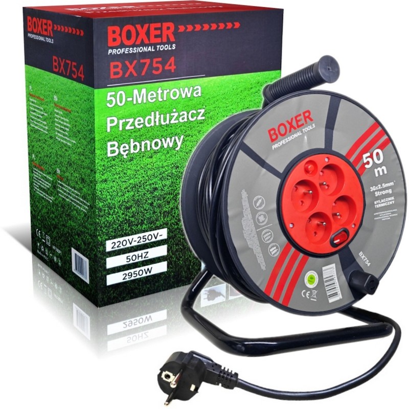 Przedłużacz Budowlany 50 Metrów 3x 2,5 Bębnowy 4 Gniazda 230V