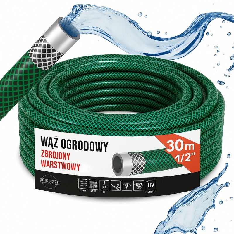 Ogrodowy Wąż Wzmacniany Warstwowy 30m 1/2'