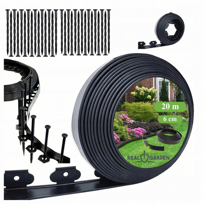 Obrzeże Trawnikowe Ogrodowe 60x50x20m Zestaw 30 Kołków 20 Metrów