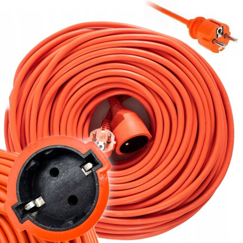 Przedłużacz Ogrodowy Budowlany z Uziemieniem 50 Metrów 2500W Gruby 3X2,5