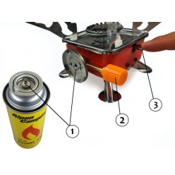 Zestaw Naczyń Turystycznych Garnek Patelnia Czajnik Kubki Sztućce Kuchenka Gazowa Kartusze