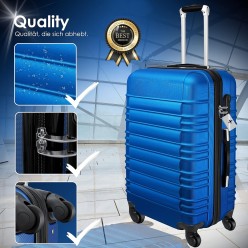 Zestaw 3 Walizek Podróżnych Niebieskie Walizki Podróżne z Szyfrem