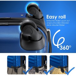 Zestaw 3 Walizek Podróżnych Niebieskie Walizki Podróżne z Szyfrem