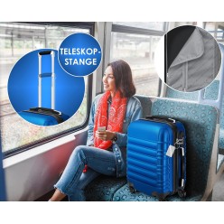 Zestaw 3 Walizek Podróżnych Niebieskie Walizki Podróżne z Szyfrem