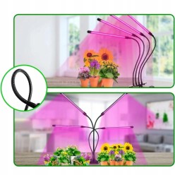 Lampa Do Uprawy Wzrostu Roślin 4 Głowice Świetlne 36W USB Timer